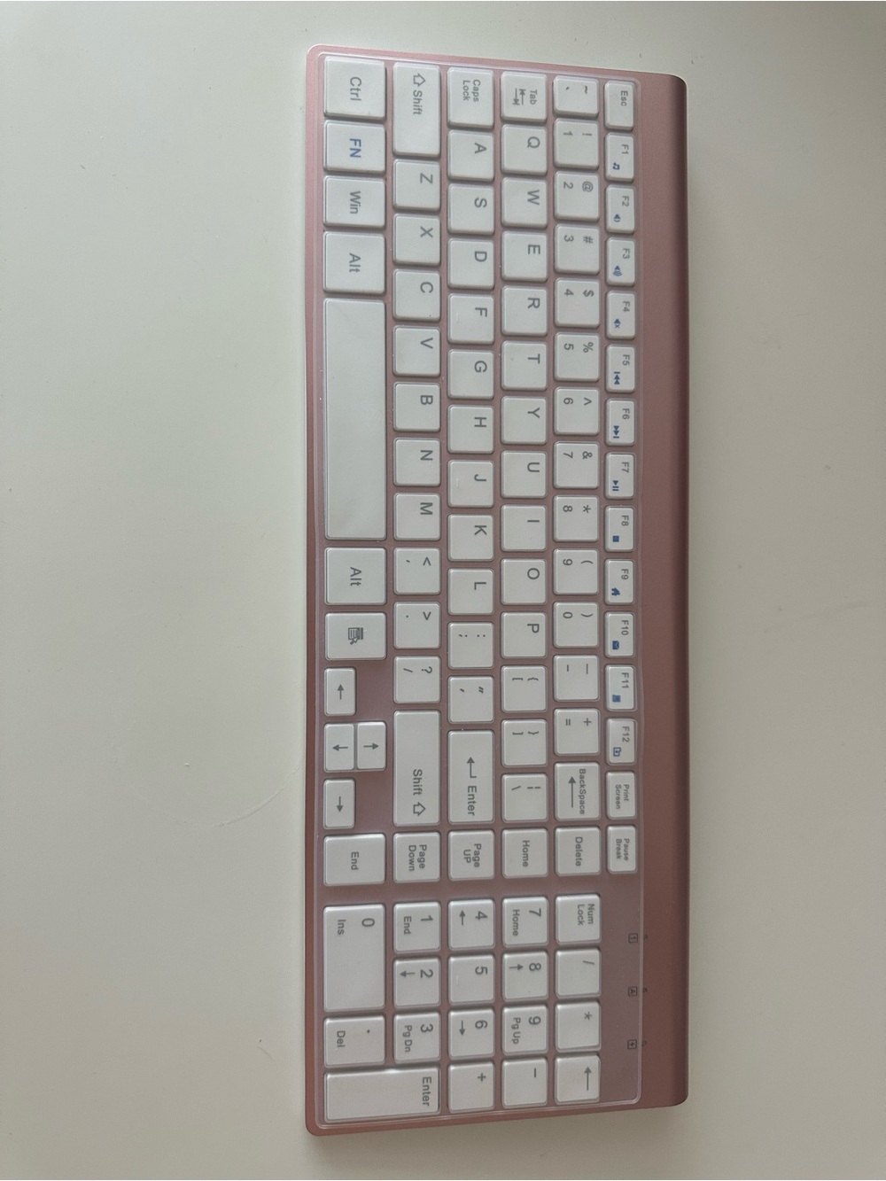 Slim Wireless Keyboard in Rose Pink and White